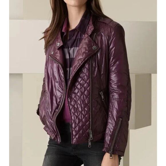 BURBERRY Asymmetrical Full Zip Motorcycle Jacket Size 8 EUC - Picture 1 of 9